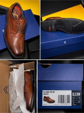 Rockport Men's Brown SL2 Bike Toe Oxford Lace-Up Dress Shoe